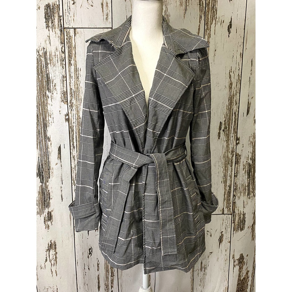 Carolina Belle Black & White Plaid Overcoat